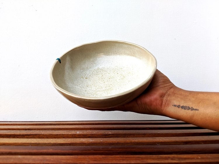 white macrame bowl