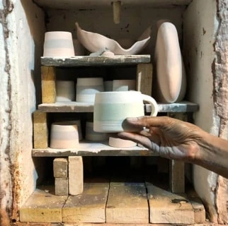 freshly bisqued ceramic mug